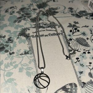 ❤️ 2/$15 Silver Basketball Pendant Necklace sport NBA